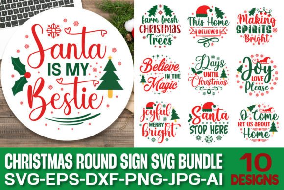 Download Christmas Round Sign Svg Bundle - Premium Resources