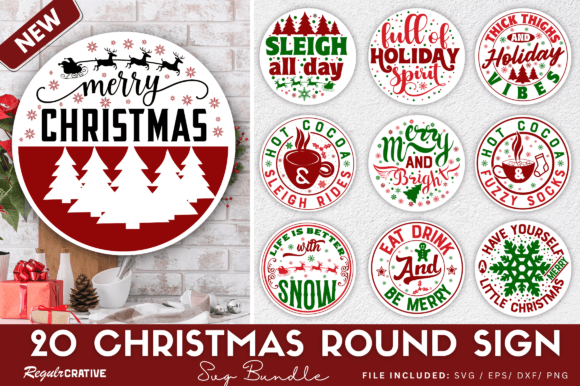 Download Christmas Round Sign Svg Bundle - Premium Resources